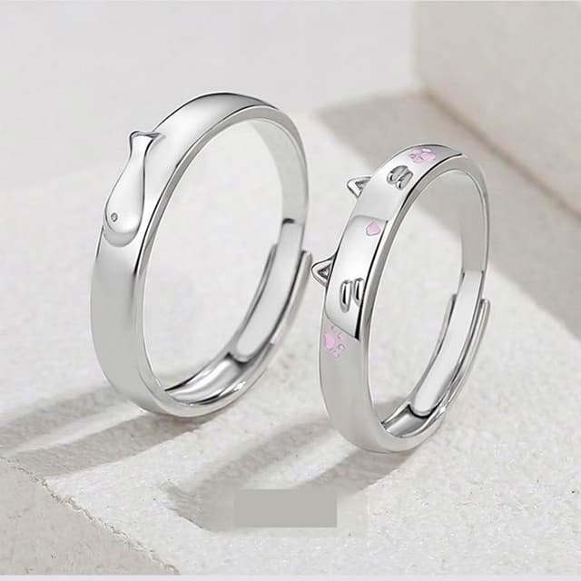 【巴黎精品】現貨+預購 頂級925純銀戒指婚戒女鑽戒開口戒子情侶對戒尾戒情人節禮物-貓與魚男女飾品a1li49