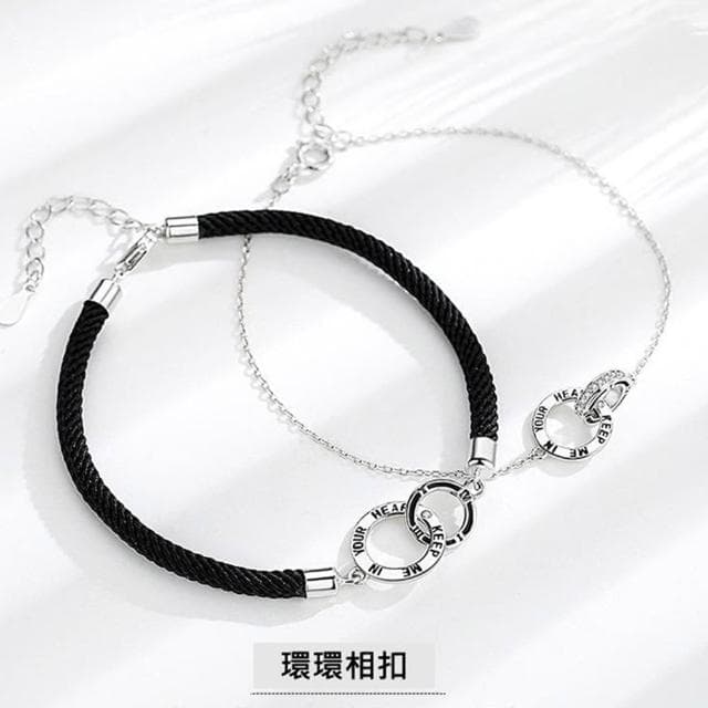 【巴黎精品】現貨+預購 手工編織手鍊手繩情侶手鏈女首飾情人節禮物-簡約環環相扣編織手繩男女飾品a1li33