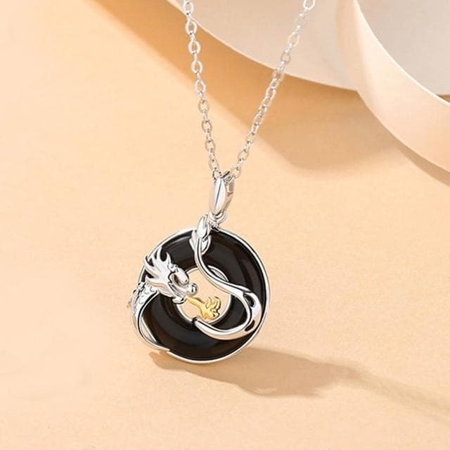 【巴黎精品】現貨+預購 頂級925純銀項鍊女項鍊項鏈鎖骨鍊情人節禮物情侶對鍊-龍鳳平安扣男女飾品a1li7