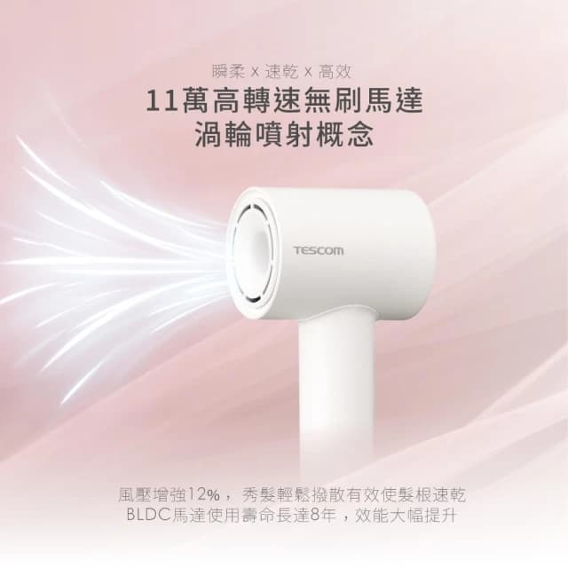 【TESCOM】🔸新色上市 🔸TESCOM TD760TW 羽量級 BLDC 專業負離子吹風機  