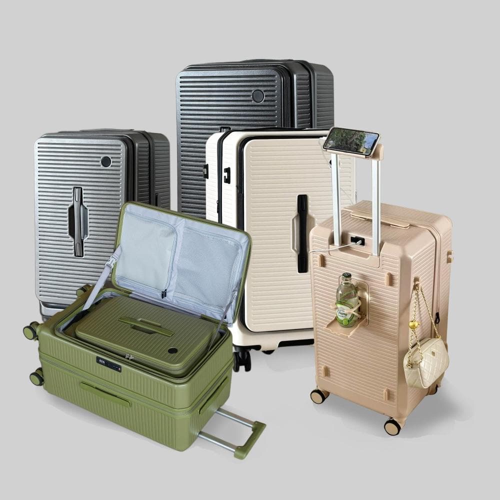 免運 現貨 前開口胖胖行李箱 多功能行李箱 折疊杯架 掛鉤 手機支架 側翻蓋 20吋26吋/30吋 上開式 