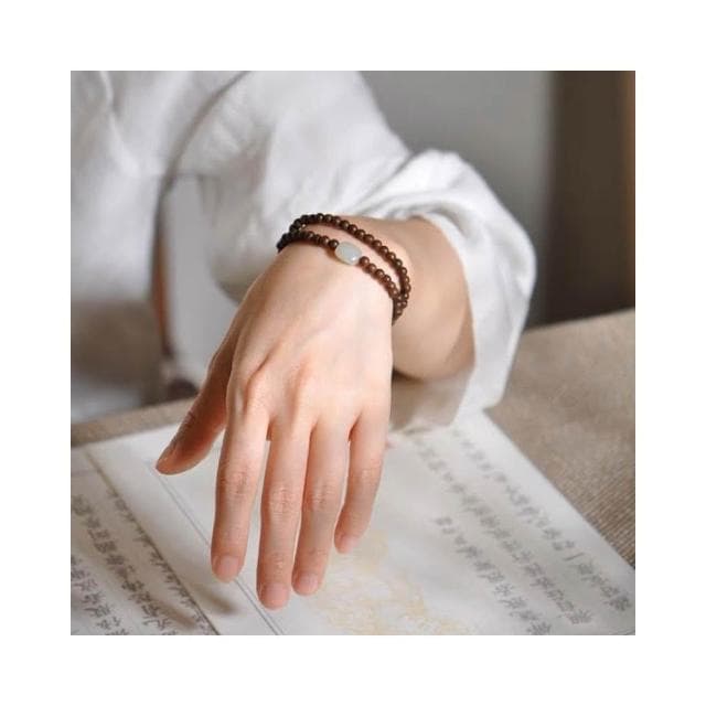 【開運堂】金絲檀木4mm 纖細佛珠手鍊簡約和田玉古風小清新仙氣檀木手串文藝女款聖誕節生日禮物情侶情人節