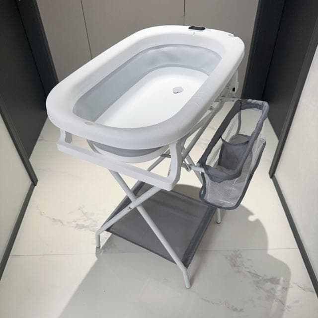浴盆架帶置物籃嬰童兒盆免彎腰支架嬰兒護理臺尿布晾衣架寶寶洗澡