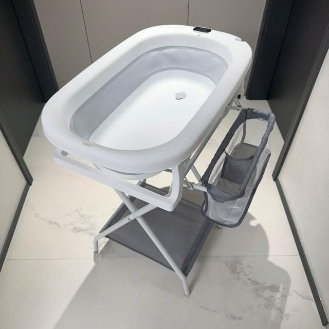浴盆架帶置物籃嬰童兒盆免彎腰支架嬰兒護理臺尿布晾衣架寶寶洗澡