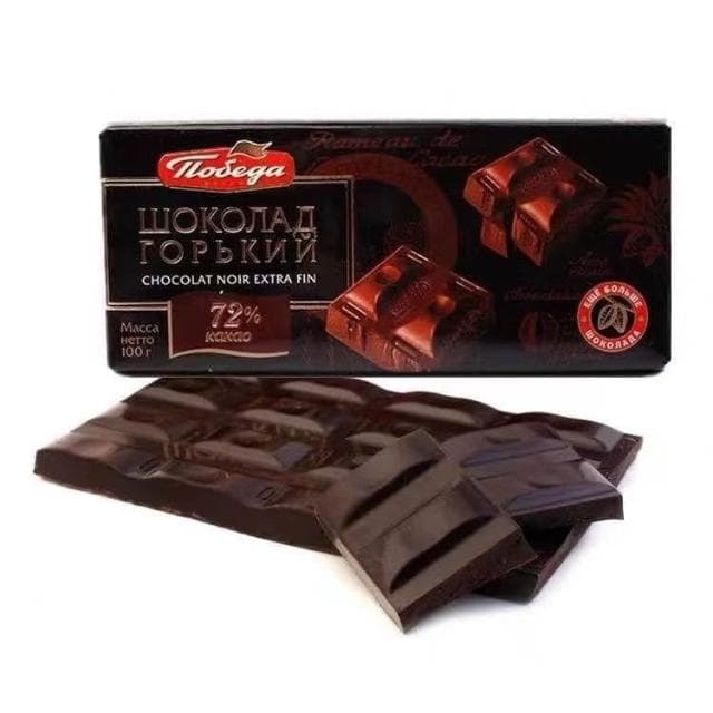 心心相印 俄羅斯進口勝利72%可可含量純黑苦巧克力休閒零食食品