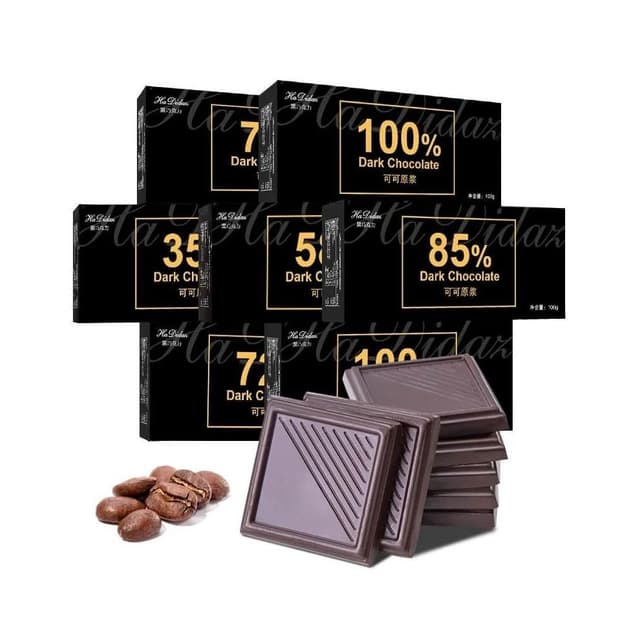 心心相印 瑞士風味100%純黑巧克力禮盒裝進口可可粉極苦無蔗糖純可可脂零食