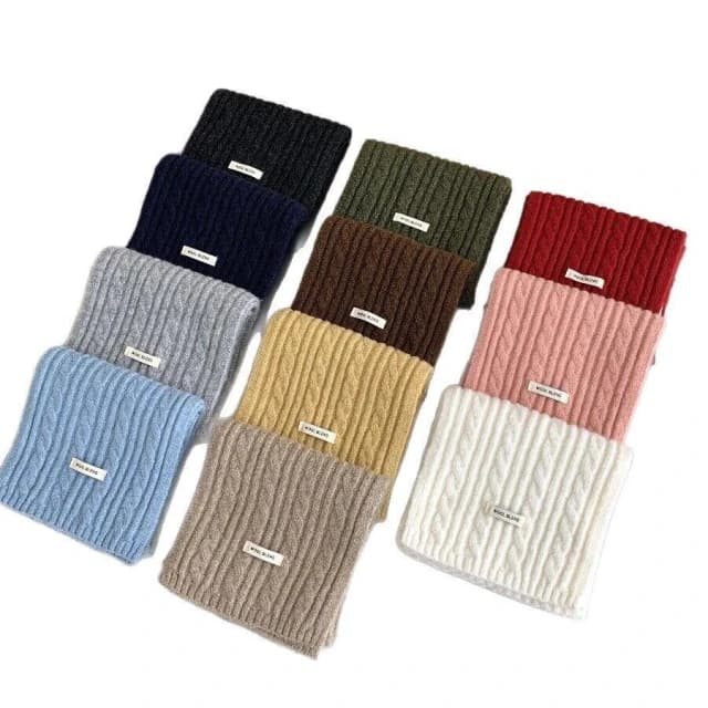 圍巾女麻花含羊毛圍巾女冬針織八字純色百搭新款高級感韓版學院風保暖披肩圍巾質感圍巾冷氣披肩空調百搭保暖圍脖防風圍脖韓版圍巾