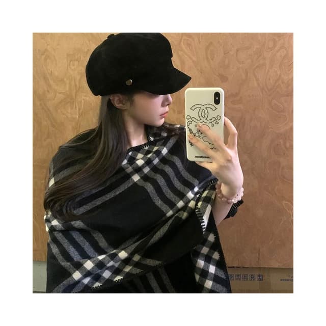 圍巾女鎖邊格子圍巾女冬季高級感加厚保暖時髦鬥篷優雅貴氣圍脖保暖披肩圍巾質感圍巾冷氣披肩空調百搭保暖圍脖防風圍脖韓版圍巾