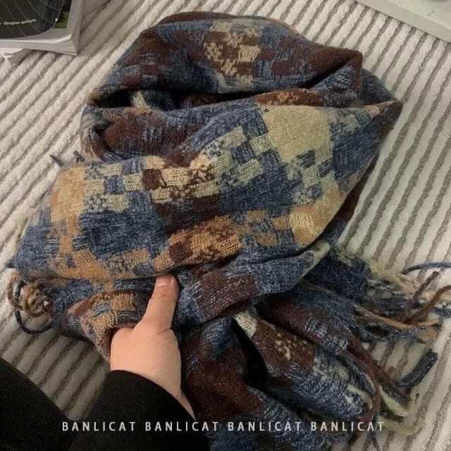 圍巾女氛圍感格子圍巾女冬季流蘇保暖加厚長款氣質披肩情侶圍脖保暖披肩圍巾質感圍巾冷氣披肩空調百搭保暖圍脖防風圍脖韓版圍巾