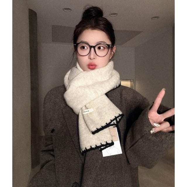 圍巾女高級感韓版百搭圍巾女秋冬季軟糯針織仿羊絨護頸圍脖新款保暖披肩圍巾質感圍巾冷氣披肩空調百搭保暖圍脖防風圍脖韓版圍巾