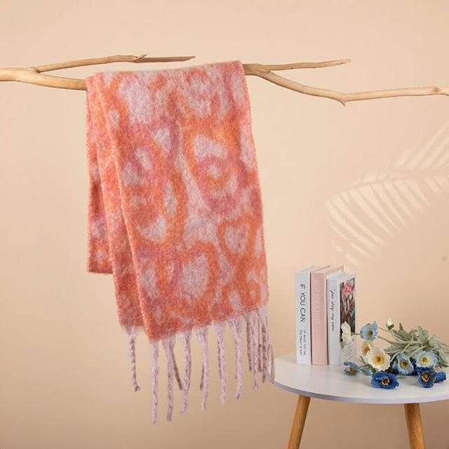 圍巾女秋冬新款韓版甜妹風印花圍巾女保暖加厚仿羊絨圍脖保暖披肩圍巾質感圍巾冷氣披肩空調百搭保暖圍脖防風圍脖韓版圍巾