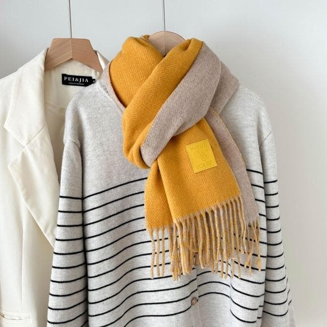 圍巾秋冬羊毛加厚雙面雙色情侶圍巾韓版百搭純色流蘇披肩保暖圍脖男女同款保暖圍巾百搭圍脖質感保暖圍巾素面圍巾韓版圍脖披肩長款