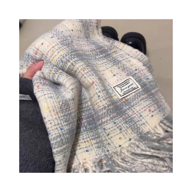 圍巾女新款韓版滿天星格紋圍巾女秋冬學生情侶披肩百搭保暖圍脖保暖披肩圍巾質感圍巾冷氣披肩空調百搭保暖圍脖防風圍脖韓版圍巾