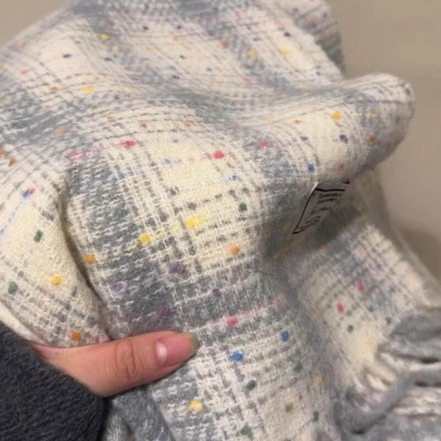 圍巾女新款韓版滿天星格紋圍巾女秋冬學生情侶披肩百搭保暖圍脖保暖披肩圍巾質感圍巾冷氣披肩空調百搭保暖圍脖防風圍脖韓版圍巾