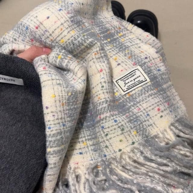 圍巾女新款韓版滿天星格紋圍巾女秋冬學生情侶披肩百搭保暖圍脖保暖披肩圍巾質感圍巾冷氣披肩空調百搭保暖圍脖防風圍脖韓版圍巾