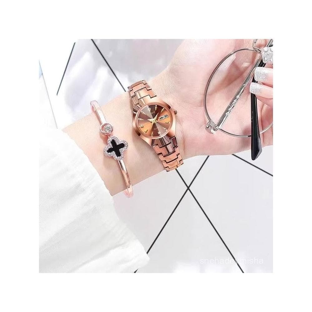 手錶女款高級感學生ins風小衆設計雙日厤小衆氣質女士時尚鋼帶錶