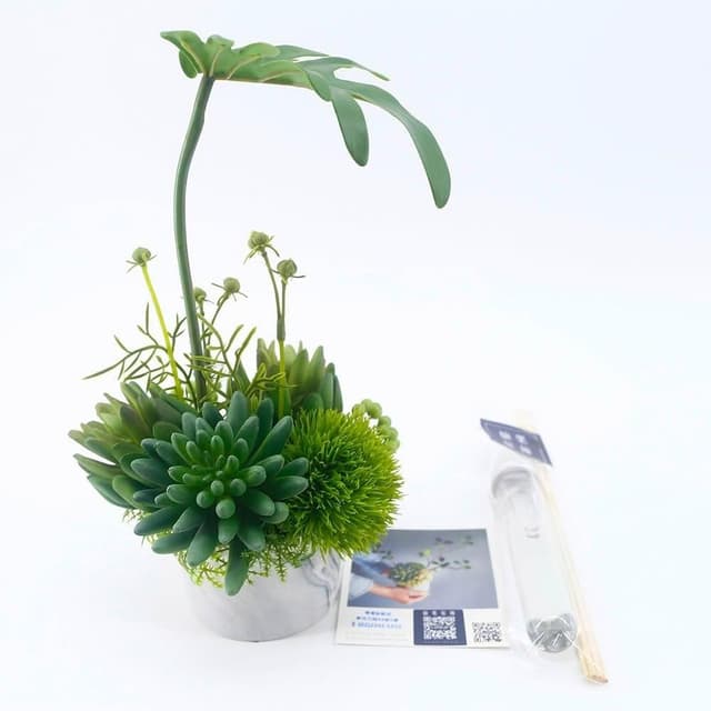 【HUGO DECO 榆果傢飾】春雨葉多肉草球香氛植栽(擬真植物/人造盆栽/綠化/佈置/禮物)