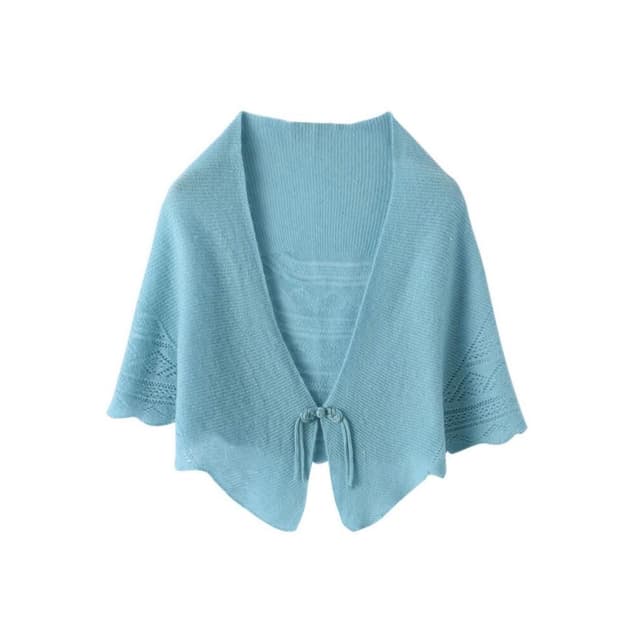 比比優精選 純羊毛披肩 女外搭 镂空薄款 小中式盤扣 打結圍巾絲巾旗袍