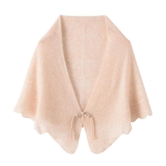 比比優精選 純羊毛披肩 女外搭 镂空薄款 小中式盤扣 打結圍巾絲巾旗袍