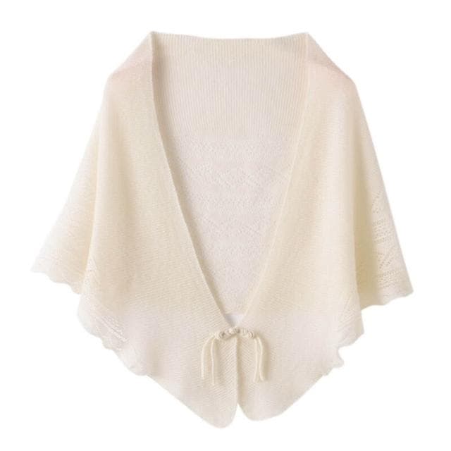 比比優精選 純羊毛披肩 女外搭 镂空薄款 小中式盤扣 打結圍巾絲巾旗袍