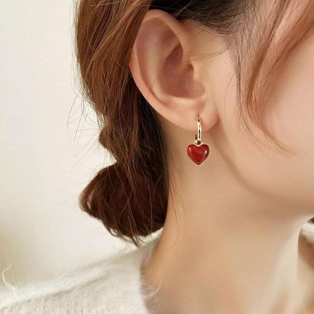 紅色愛心耳環 四葉草耳夾 無耳洞耳夾 耳針 夾式耳環 盤蚊香耳環 耳環女 耳飾 不易過敏 生日禮物 送女朋友-22