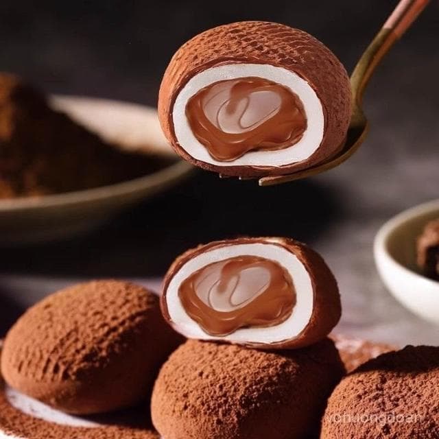 心心相印 憨豆熊和風生巧福團網紅巧克力大福糯米臟臟團甜品爆漿雪媚娘零食