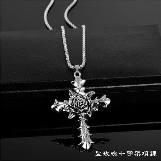 【聖玫瑰十字架項鍊】 基督教 福音禮品 受洗禮物 生日 聖誕節 禮物 耶穌 搬家喬遷 聖經故事 恩典之約禮物店