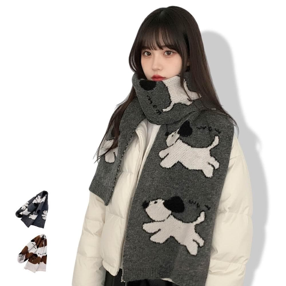 【ZOII 佐壹】小狗樂園保暖圍巾 保暖 圍巾 冬季圍巾 保暖圍巾 賞雪 禦寒 秋冬圍巾 毛線圍巾 #322046
