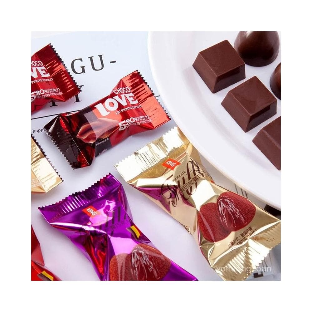 心心相印 【一口兩滋味】夾心巧克力代可可脂白巧克黑巧克力喜糖果網紅零食