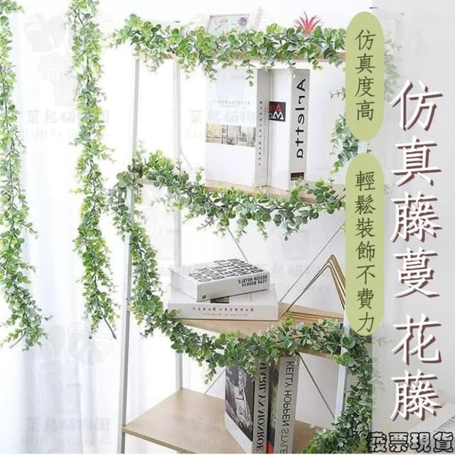 沐晨植物園｜仿真藤蔓 仿真壁掛植物 假花藤 壁掛裝飾花藤 居家裝飾 室內盆栽 管道裝飾 牆壁佈置 綠植擺飾 尤加利壁掛