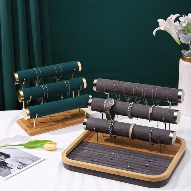 比比優 創意手串展示架階梯多層項鏈手鏈手表收納架高級感絨面輕奢首飾架