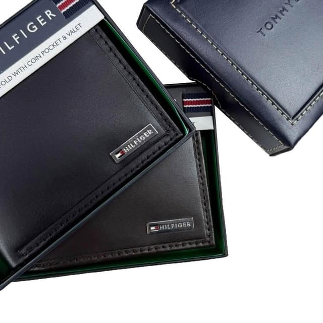 【TOMMY HILFIGER】TOMMY HILFIGER 短夾 兩色 銘版 含零錢袋 皮夾  錢包 短夾  LOGO  生日禮物 禮盒 #7127