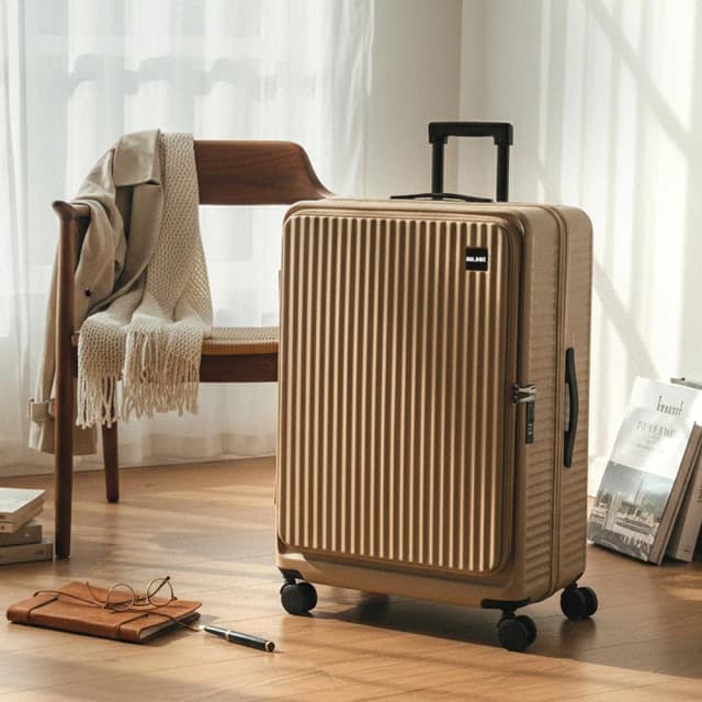 【Mr.Box】獨家29吋前開式擴充杯架防爆拉鍊行李箱