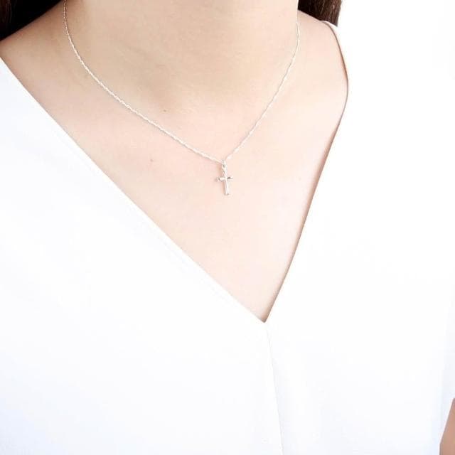 【Angel & Me】簡約 水滴 十字架 s925 純銀項鍊 生日 情人節禮盒