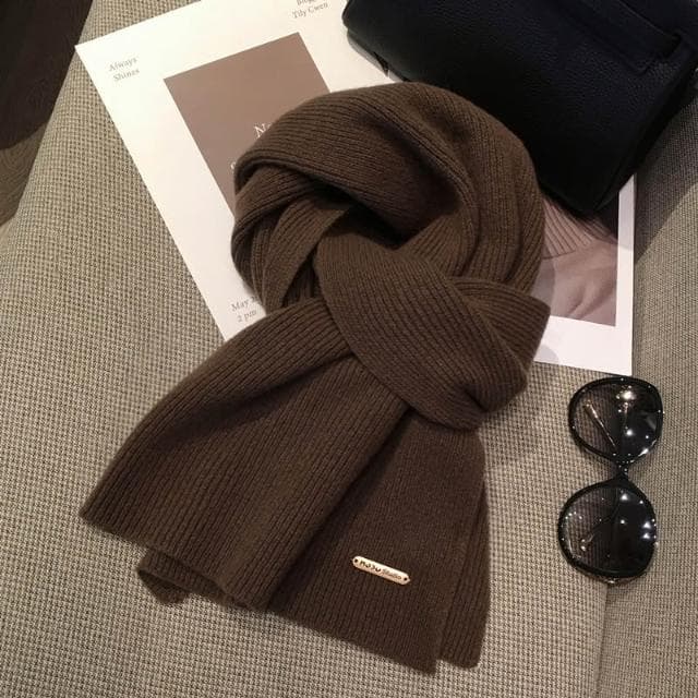 梵花 韓系美拉德色百搭100%純羊毛圍巾女加長披肩情侶純色羊絨圍脖