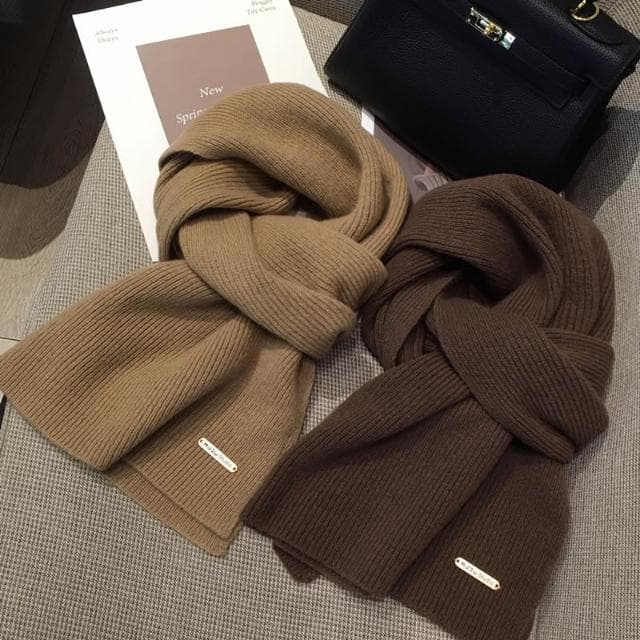 梵花 韓系美拉德色百搭100%純羊毛圍巾女加長披肩情侶純色羊絨圍脖