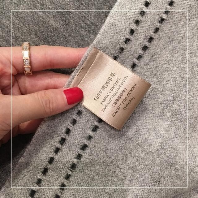 梵花 純羊毛圍巾女純色縫線設計雙面羊毛披肩冬季保暖圍脖