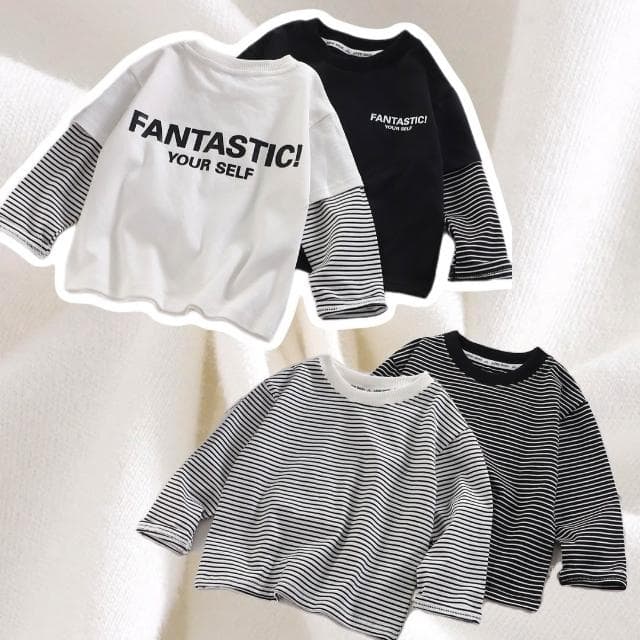 【Arbea】兒童純棉長袖T卹中小童假兩件打底衫春秋男女童韓版休閒百搭上衣【C1303】