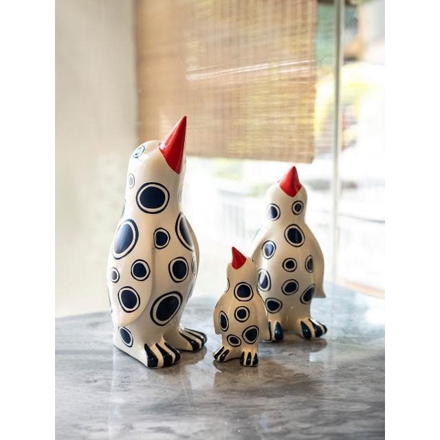 藍點企鵝擺件陶瓷卡通趣味兒童房家居樣板間飾品喬遷送禮物