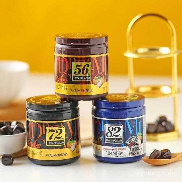 心心相印 LOTTE韓國進口樂天夢黑巧克力小方塊罐裝瓶裝巧克力零食72%56%82%