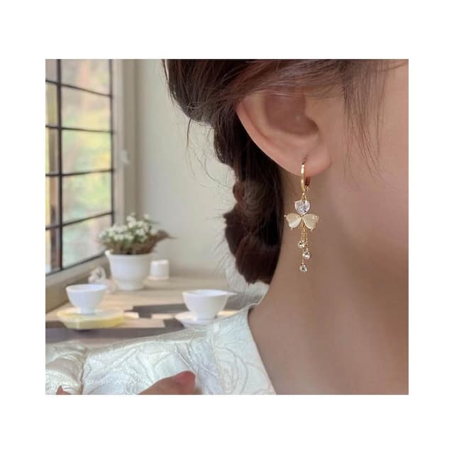 {遇見臻品}BG471三葉草蘇耳環氣質百搭心型耳扣三葉草流蘇耳環長款氣質耳環造型耳環優雅氣質金屬耳環日韓流行時尚耳環耳飾
