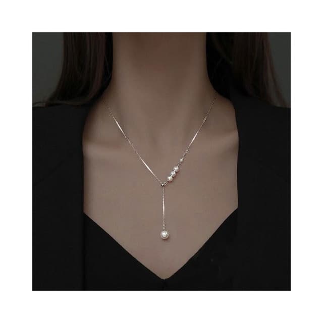 項鏈 新款珍珠項鏈輕奢小眾流蘇鏈潮年輕感鎖骨鏈女可調節直播 項鍊女珍珠項鍊時尚百搭吊墜項鍊長項鍊飾品毛衣鍊生日禮物