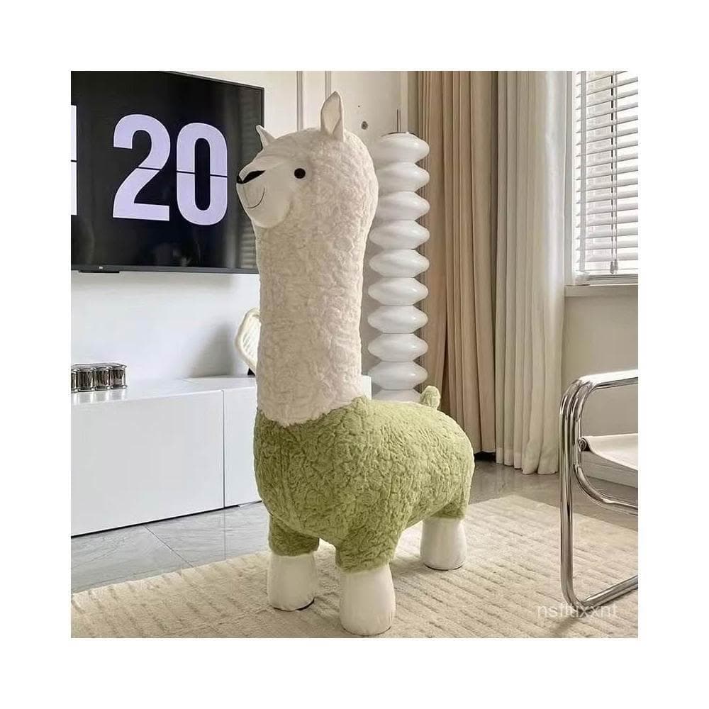 網紅創意大號羊駝凳子客廳落地擺件毛絨動物座椅搬家禮物喬遷新居 PJJY