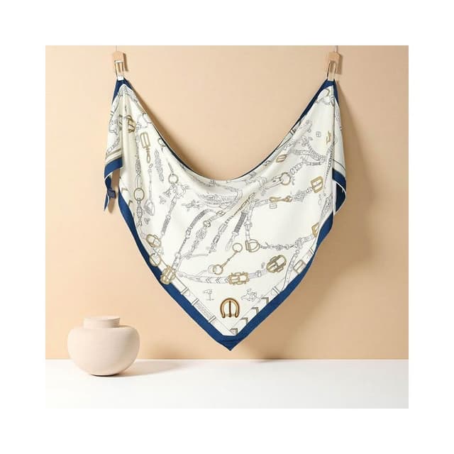 好夢想精品館  高檔真絲羊毛大三角巾印花大氣春秋氣質保暖辦公室圍巾女披肩