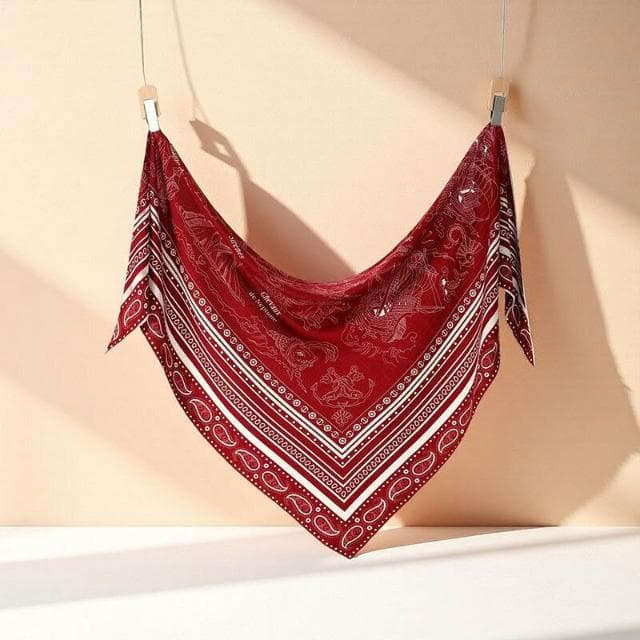 好夢想精品館  高檔真絲羊毛大三角巾印花大氣春秋氣質保暖辦公室圍巾女披肩