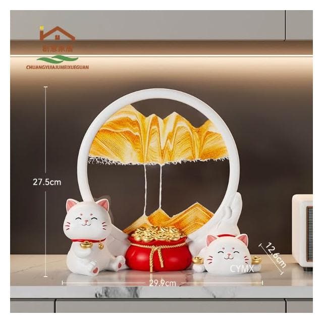 台灣熱賣/高品質  招財貓 客廳裝飾 招財擺飾 流沙畫 入厝禮物 喬遷禮品 玄關擺件  電視櫃擺件 玄關裝飾品 家居飾品