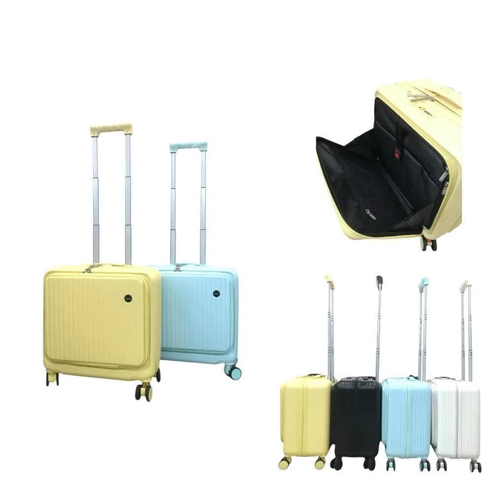 電子紋防刮 16吋前開式機長箱 複合式登機箱 旅行箱  行李箱小行李箱 前開旅行箱 機長箱 廉航登機箱