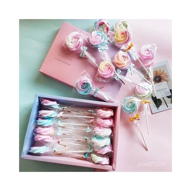 Lucky520馬林糖果糖 玫瑰形狀裝飾棒棒糖 七夕情人節禮物網紅糖