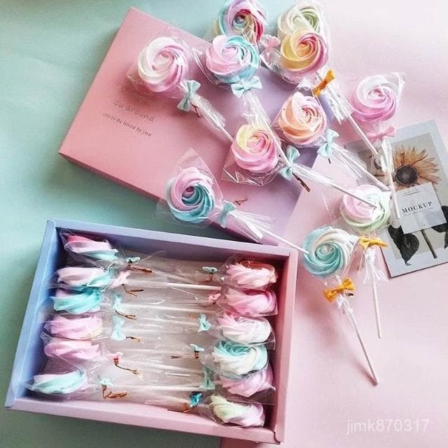 Lucky520馬林糖果糖 玫瑰形狀裝飾棒棒糖 七夕情人節禮物網紅糖