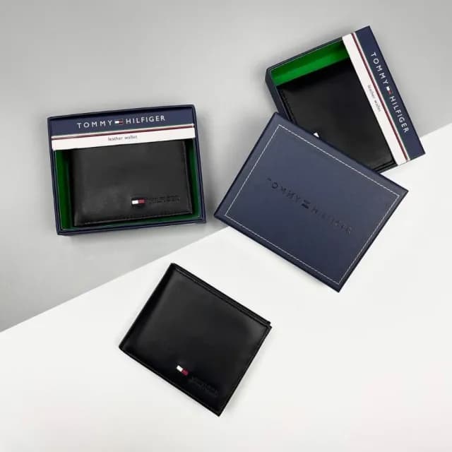 【TOMMY HILFIGER】衝評 TOMMY HILFIGER 短夾 黑色 皮夾 卡夾 含外盒 錢包 送禮 #2312